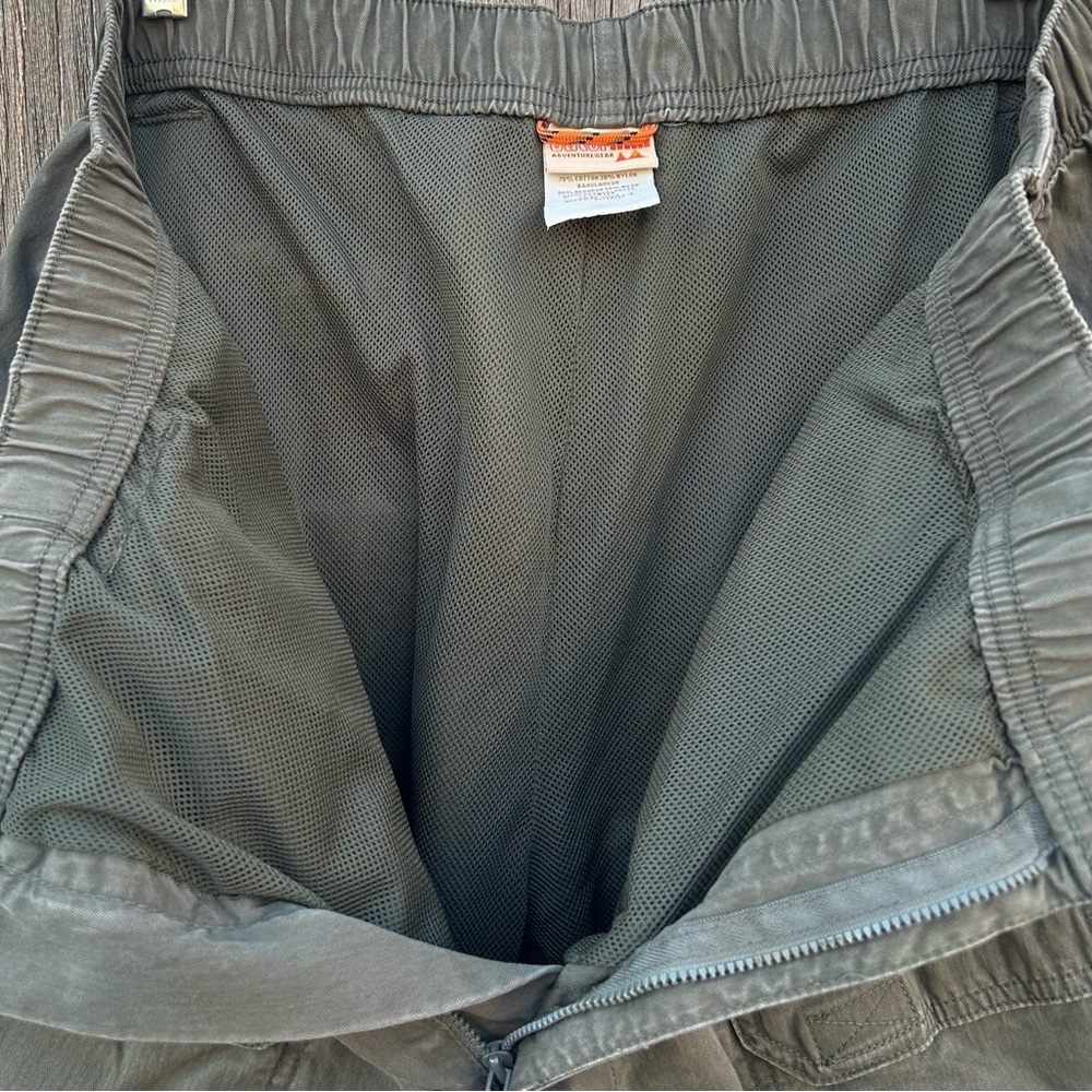 Men's Olive Cargo Pants XL  Mesh Lined Hiking Camping Wear OuterRim Adventurer - Picture 7 of 10